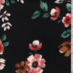 2 3/4 YD PC-Black/Bronze Cosmo Floral Panne Velvet Knit Fabric