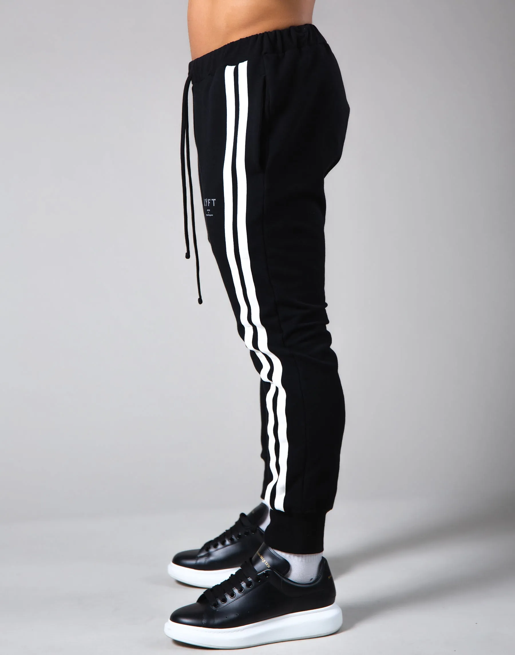 2Way Stretch Side 2 Line Warm Sweat Pants - Black