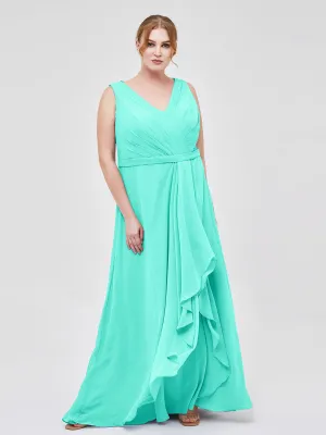 A-line Chiffon Open Back Dress With V-Neck Spa
