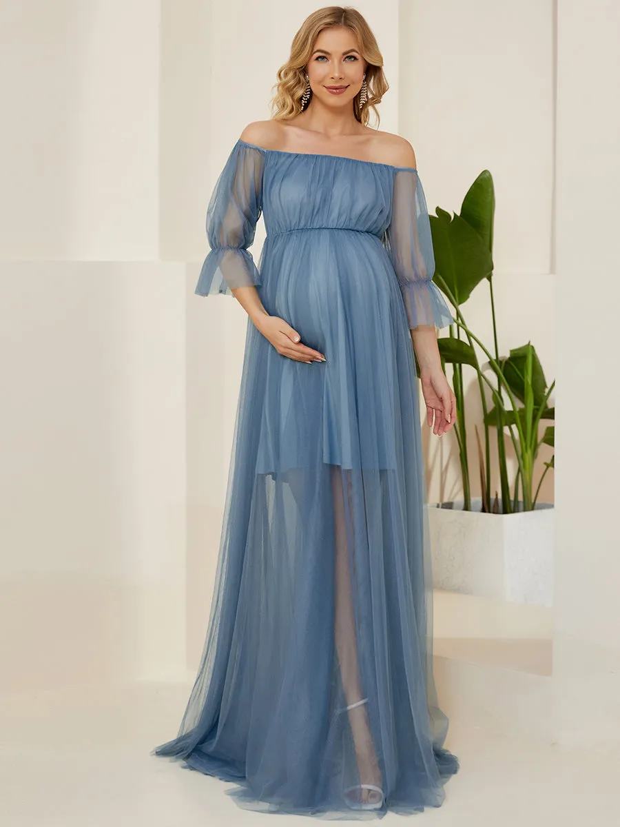 A Line Short Puff Sleeves Wholesale Maternity Dresses EY20862