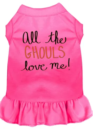 All The Ghouls Screen Print Dog Dress Bright Pink Med (12)