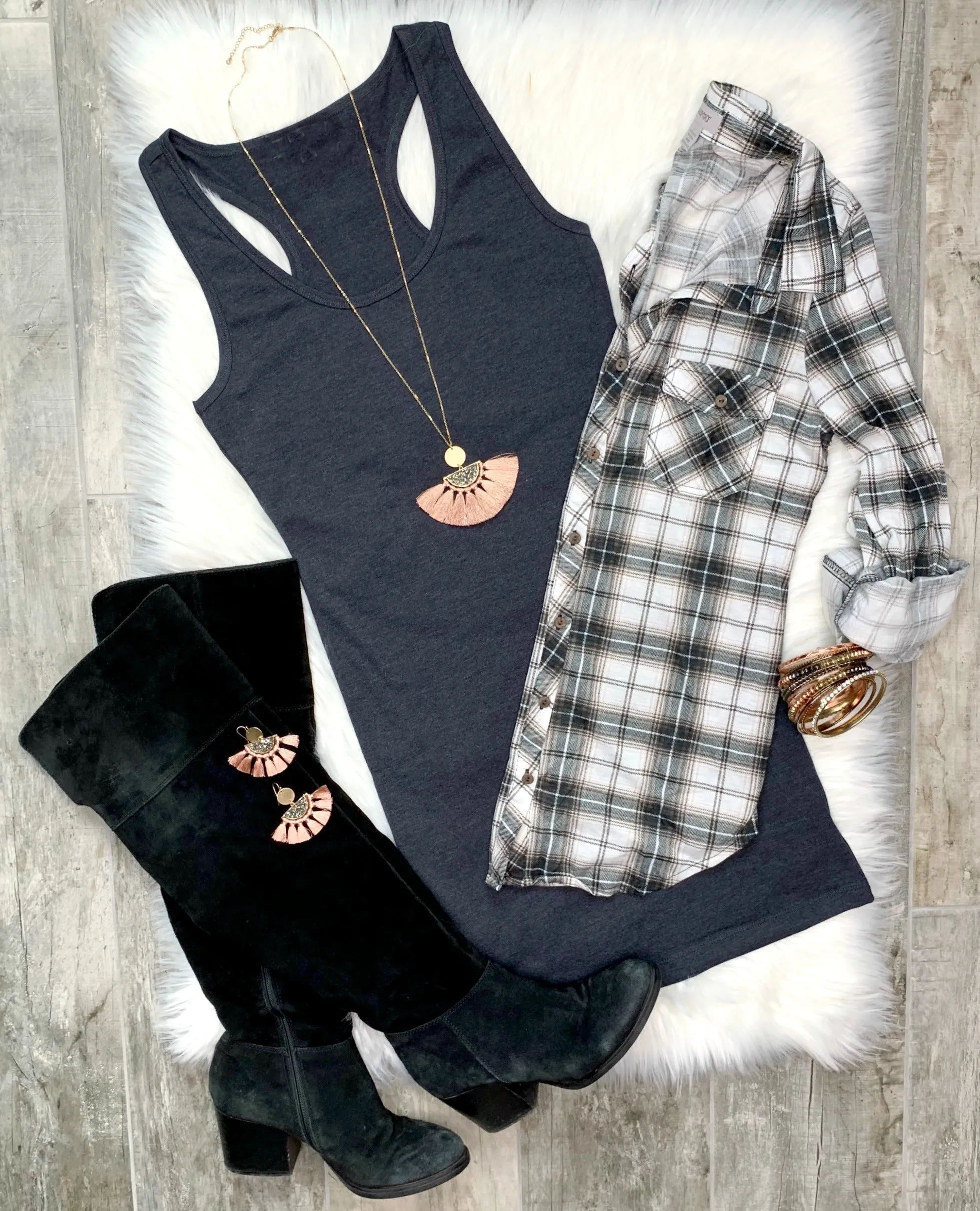 Basic Tank Dress: Charcoal