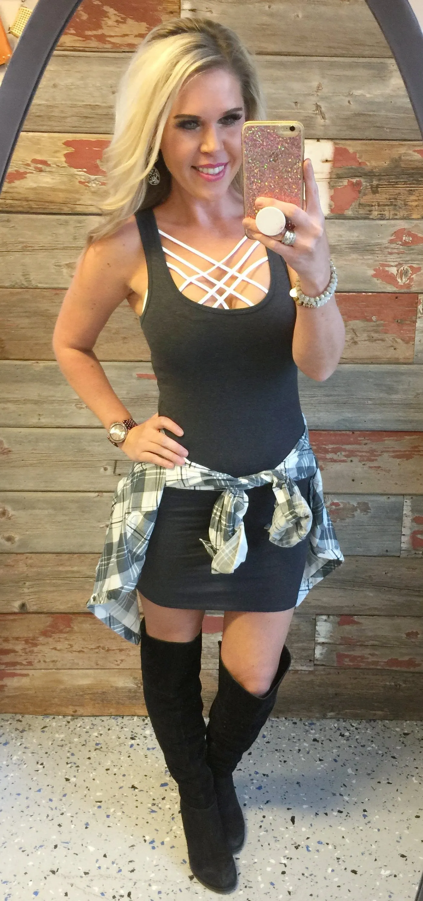Basic Tank Dress: Charcoal