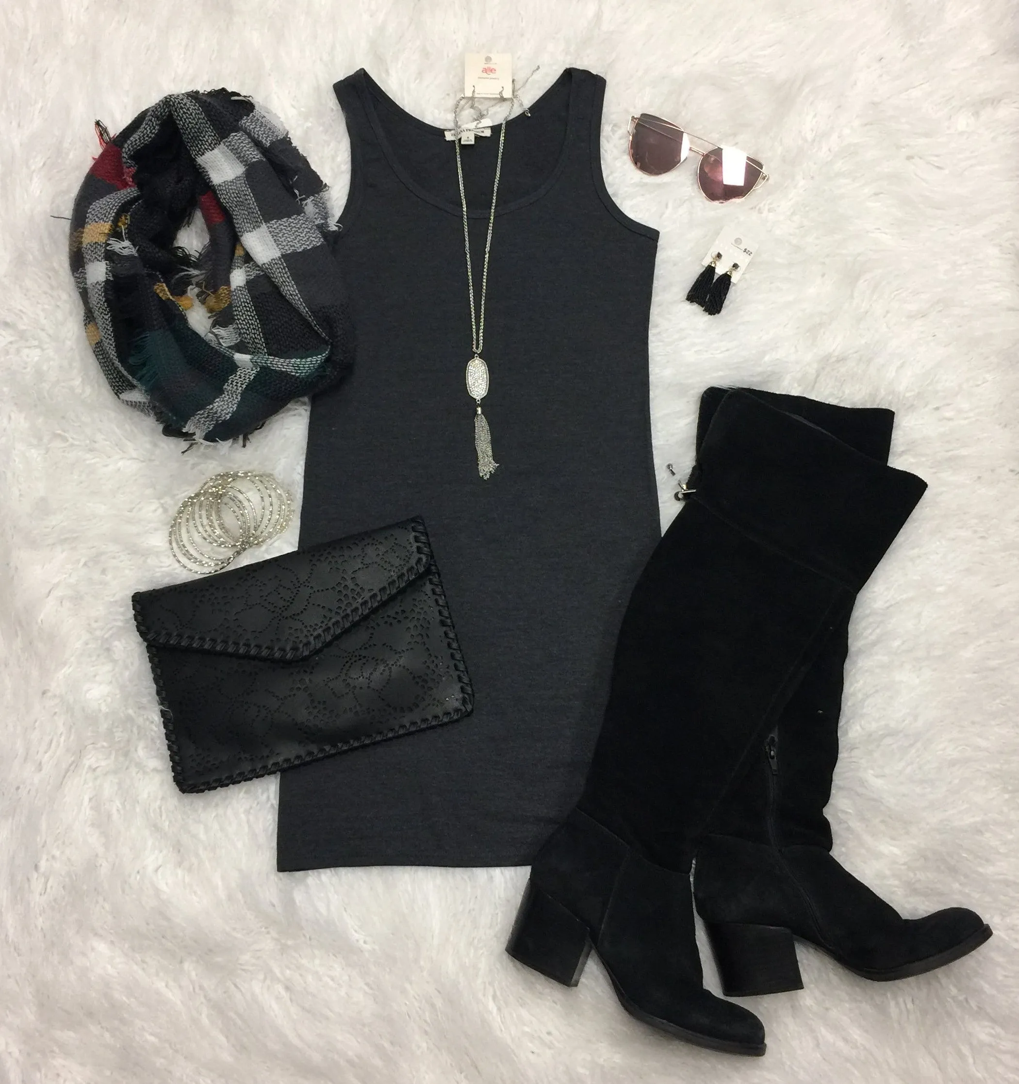 Basic Tank Dress: Charcoal