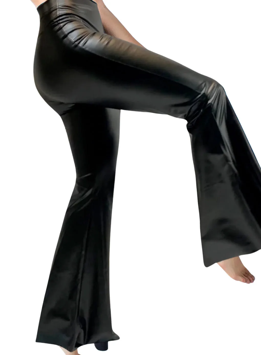 Bell Bottom Leather-Effect Pants