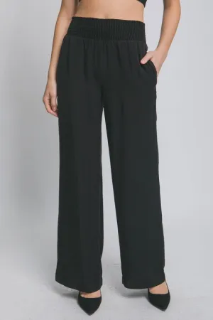 Black Casual Elastic Waistband Pants