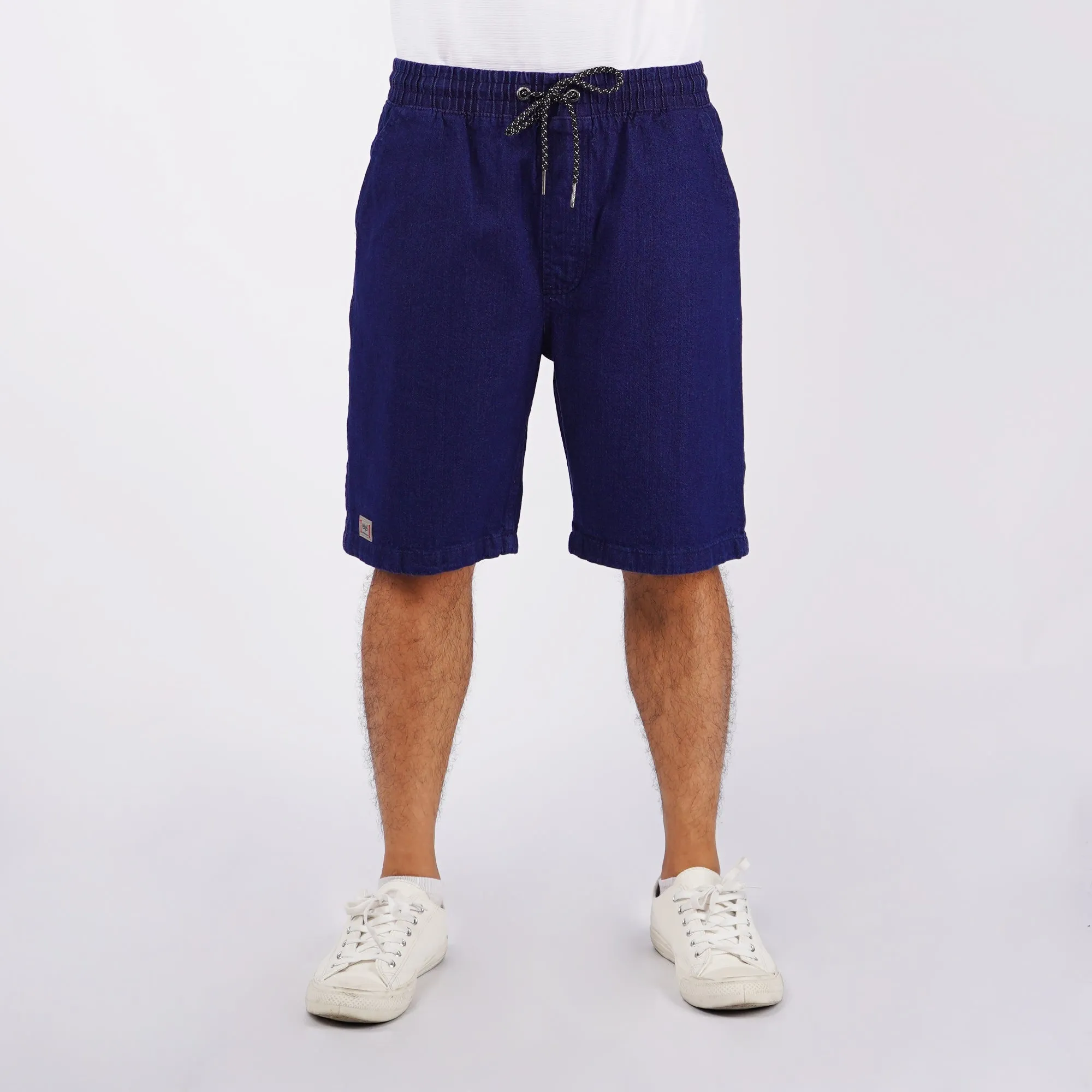 Bobson Japanese Men's Basic Denim Jogger Short for Men Trendy Fashion High Quality Apparel Comfortable Casual Short for Men Mid Waist 150973-U (Dark Shade)