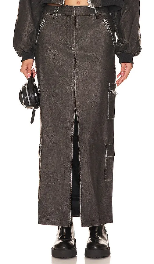 BY.DYLN Avery Maxi Skirt in Chocolate