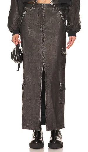 BY.DYLN Avery Maxi Skirt in Chocolate