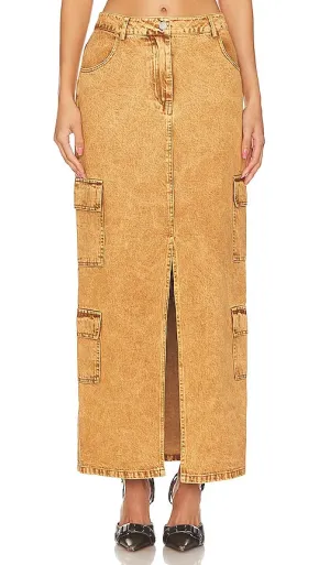BY.DYLN Tate Maxi Skirt in Tan