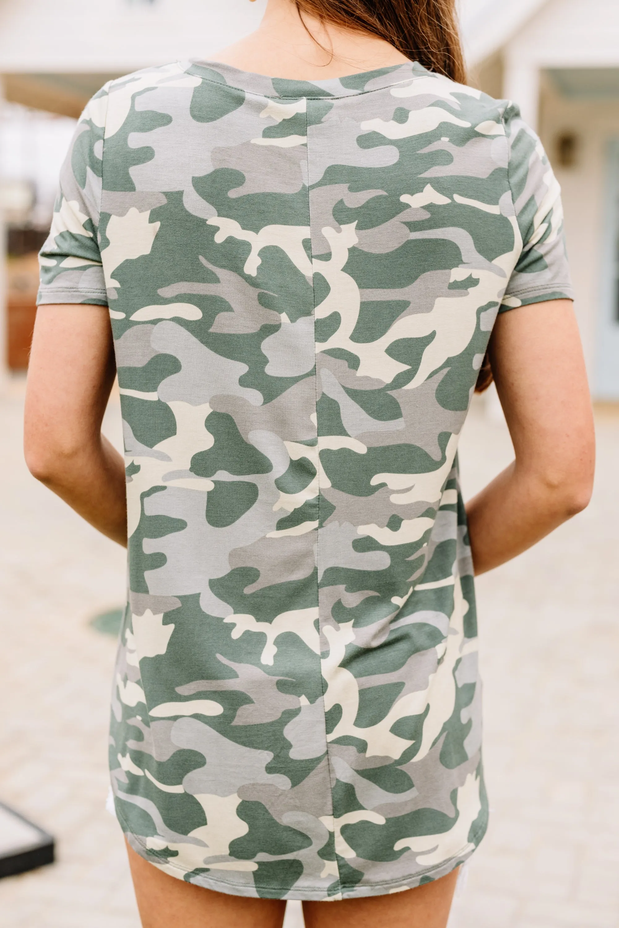 Can't Lose You Olive Green Camo Top