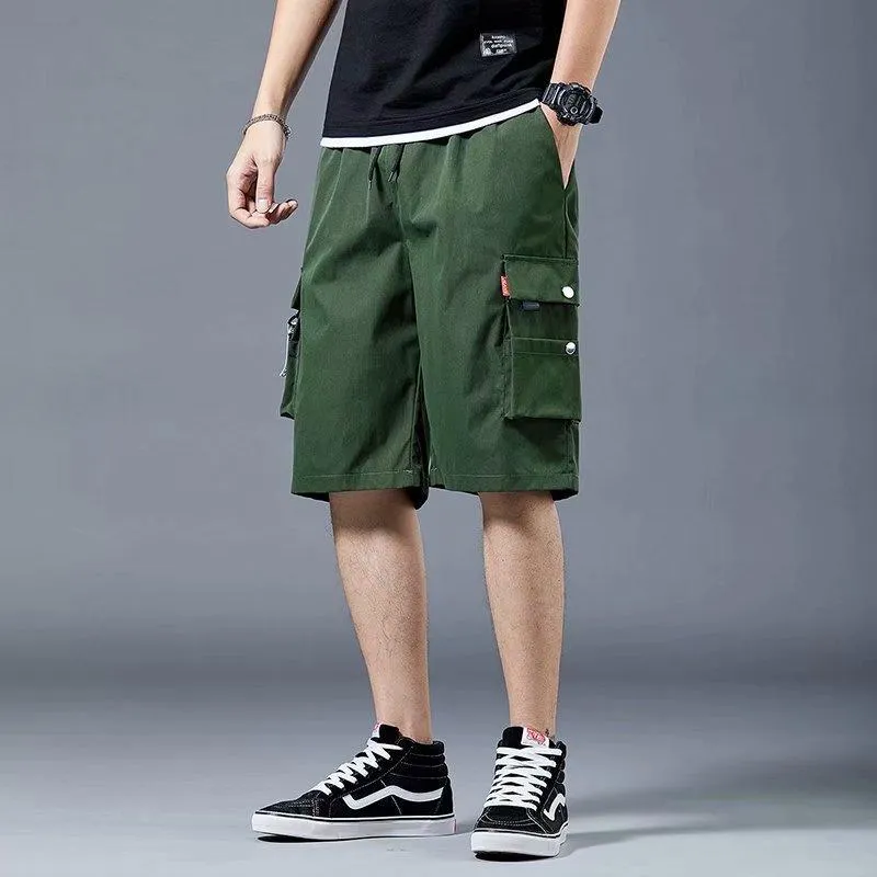 Cargo Shorts Men Summer Loose Casual Pants ins Korean Trendy Hip-Hop Pocket knee length Shorts