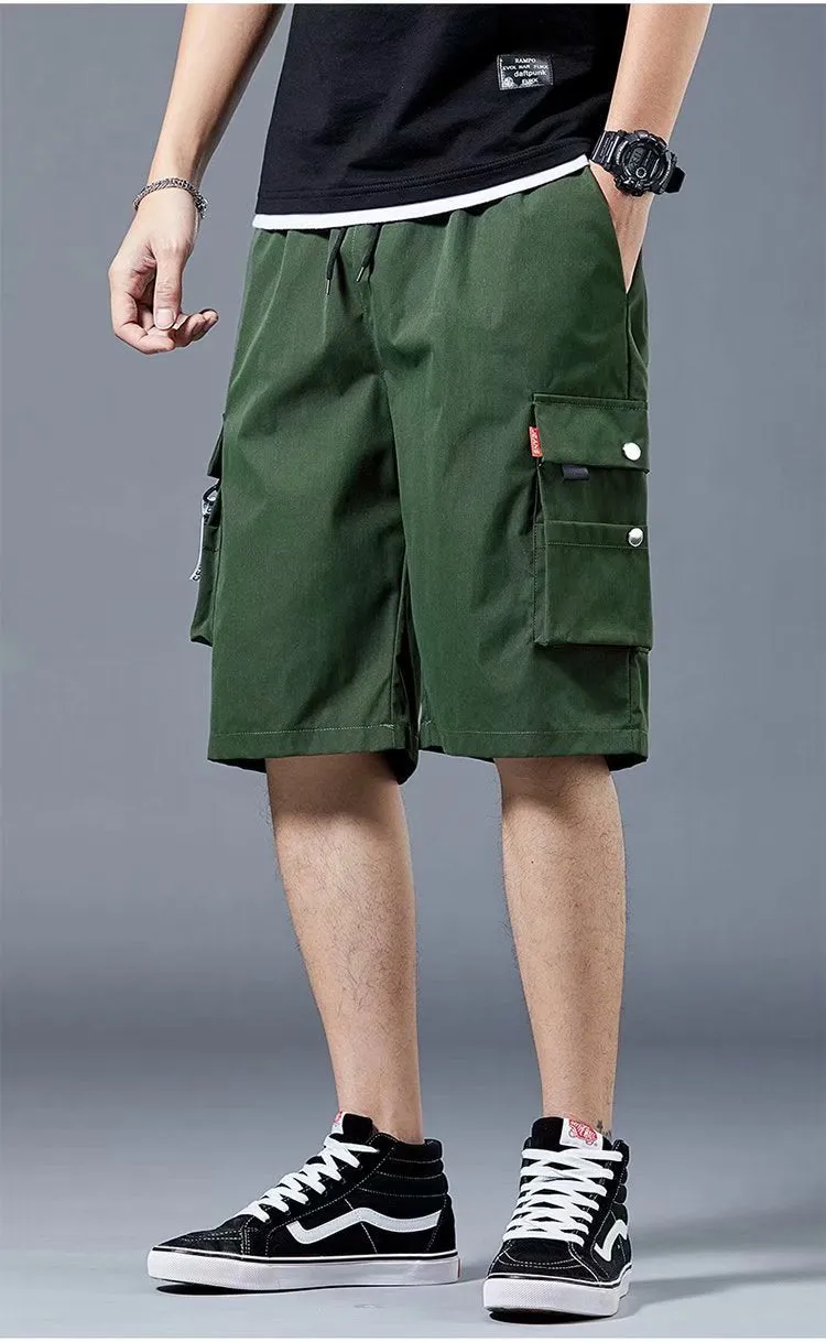 Cargo Shorts Men Summer Loose Casual Pants ins Korean Trendy Hip-Hop Pocket knee length Shorts