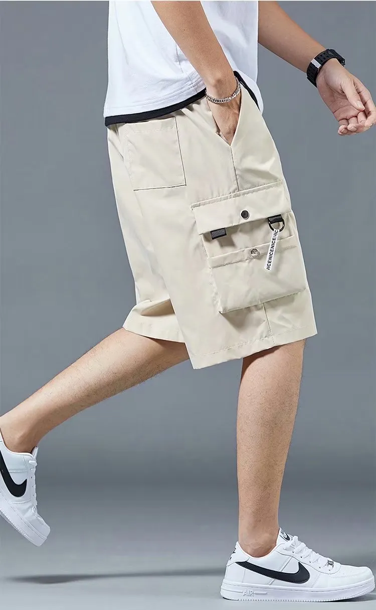 Cargo Shorts Men Summer Loose Casual Pants ins Korean Trendy Hip-Hop Pocket knee length Shorts