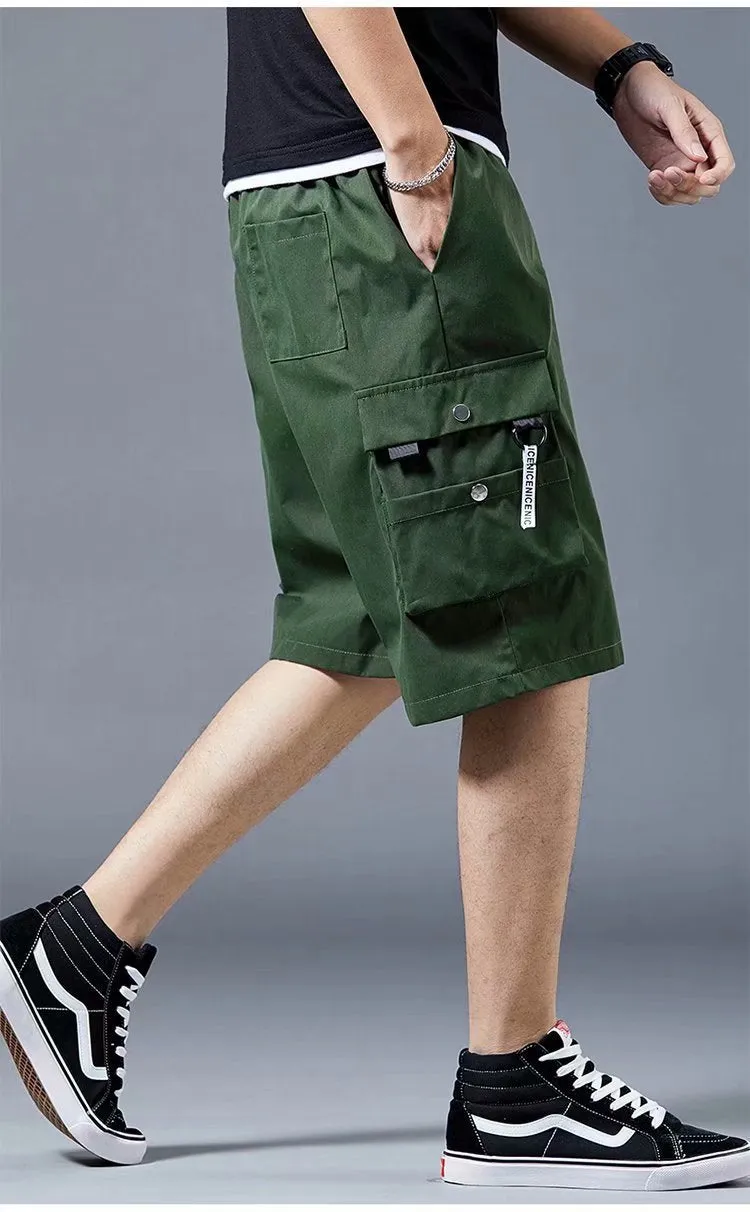 Cargo Shorts Men Summer Loose Casual Pants ins Korean Trendy Hip-Hop Pocket knee length Shorts