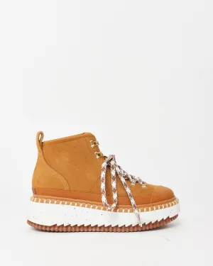 Chloé Tan Suede Lilli Platform Booties - 36