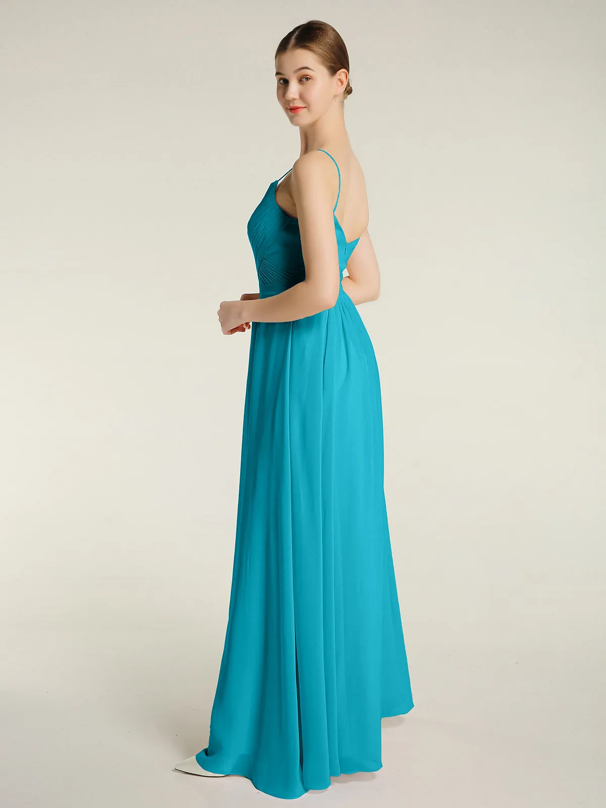 Cross Pleated Bodice Spaghetti Strap Dresses Jade Plus Size