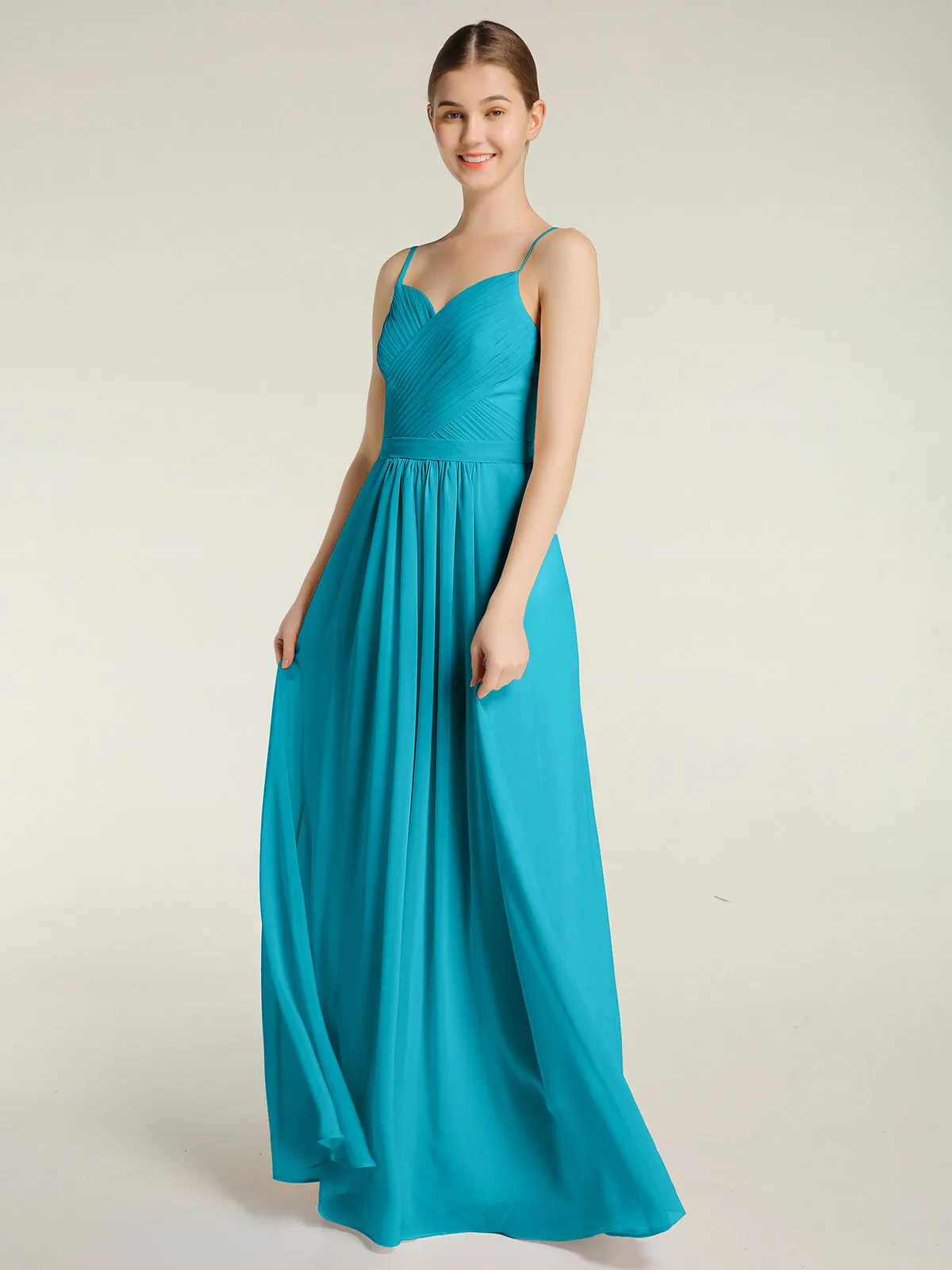 Cross Pleated Bodice Spaghetti Strap Dresses Jade Plus Size