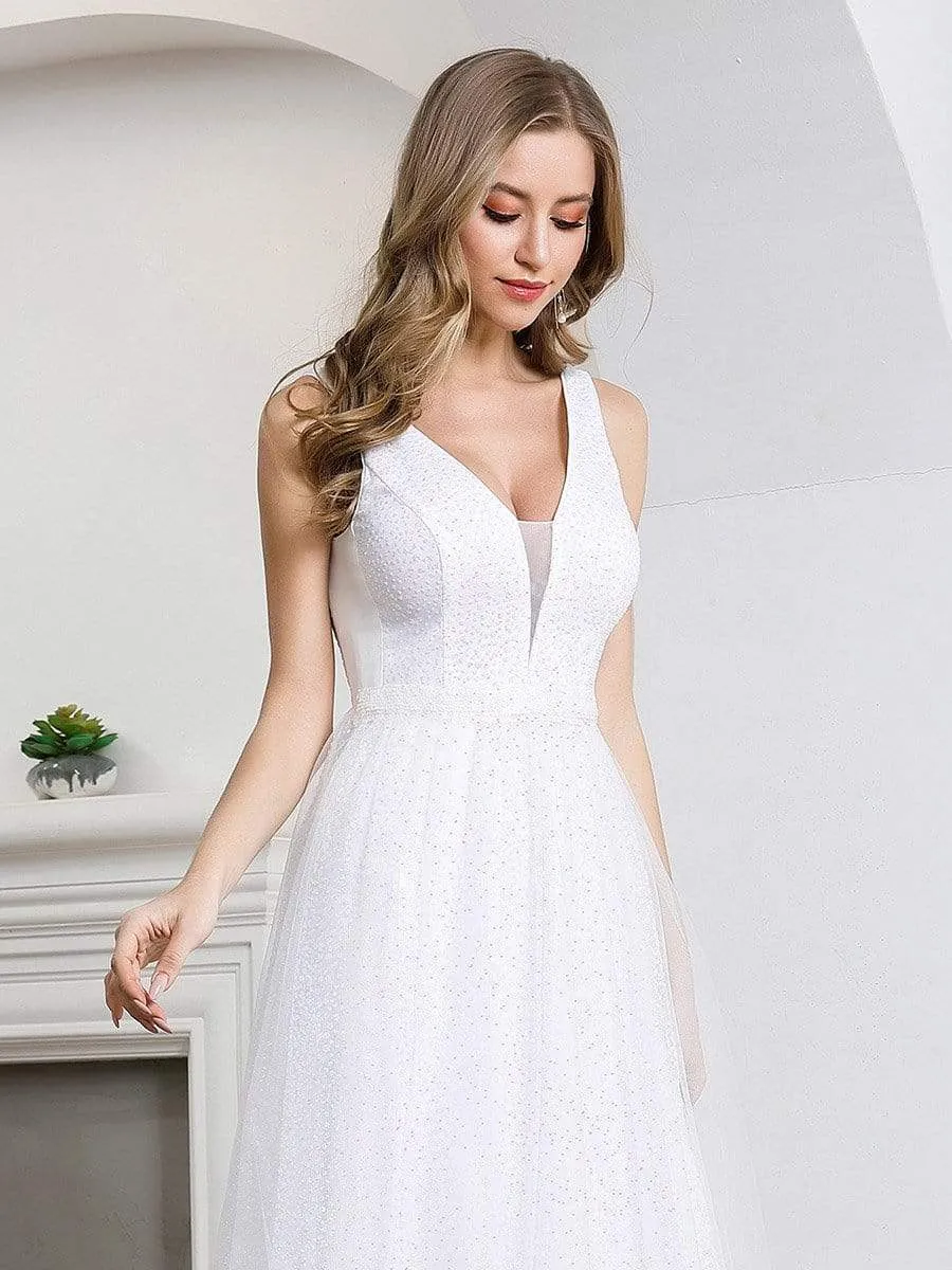 Elegant A-Line Sleeveless Tulle Wedding Dresses for Women
