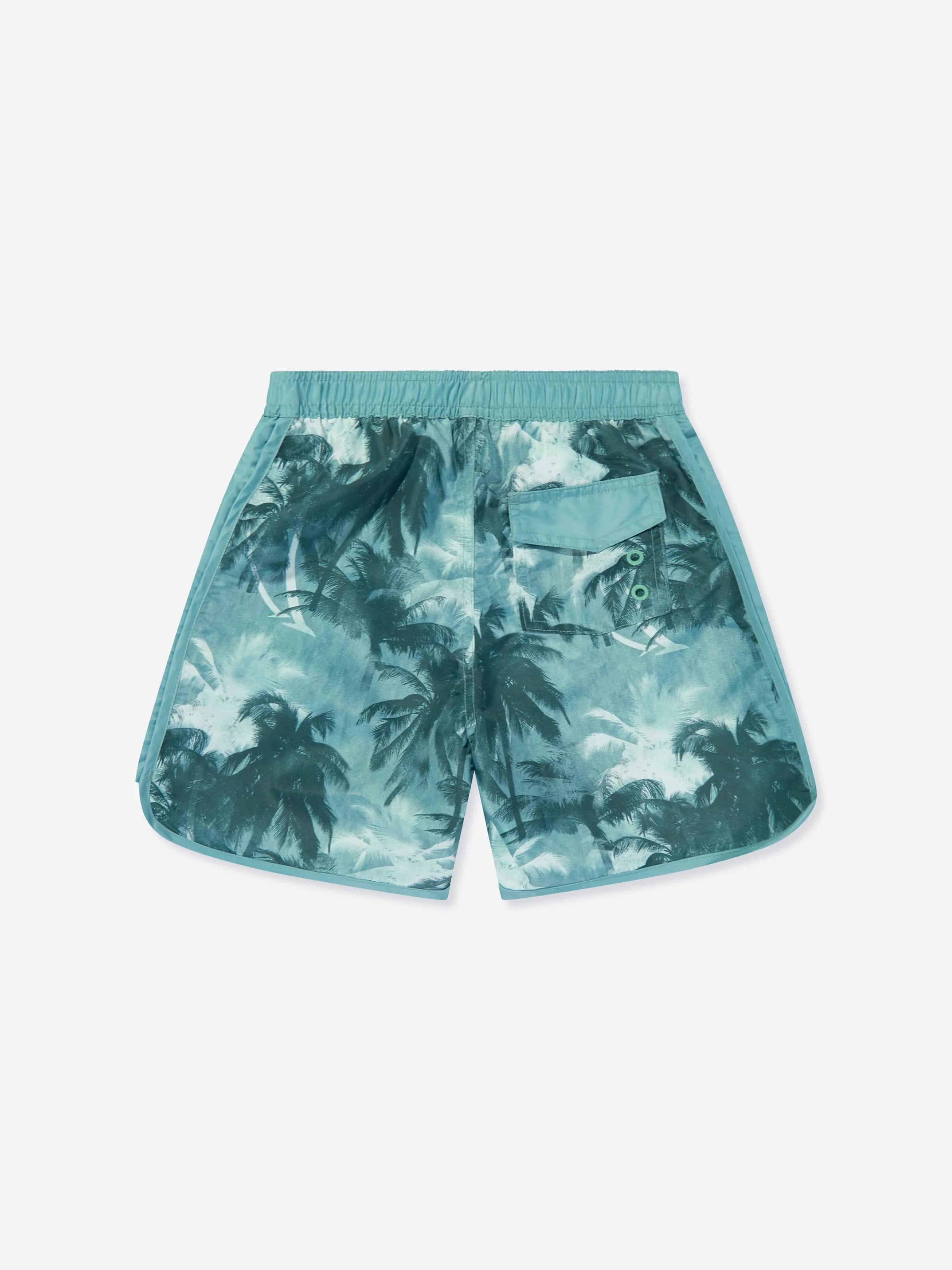 Emporio Armani Boys Palm Leaf Swim Shorts in Green
