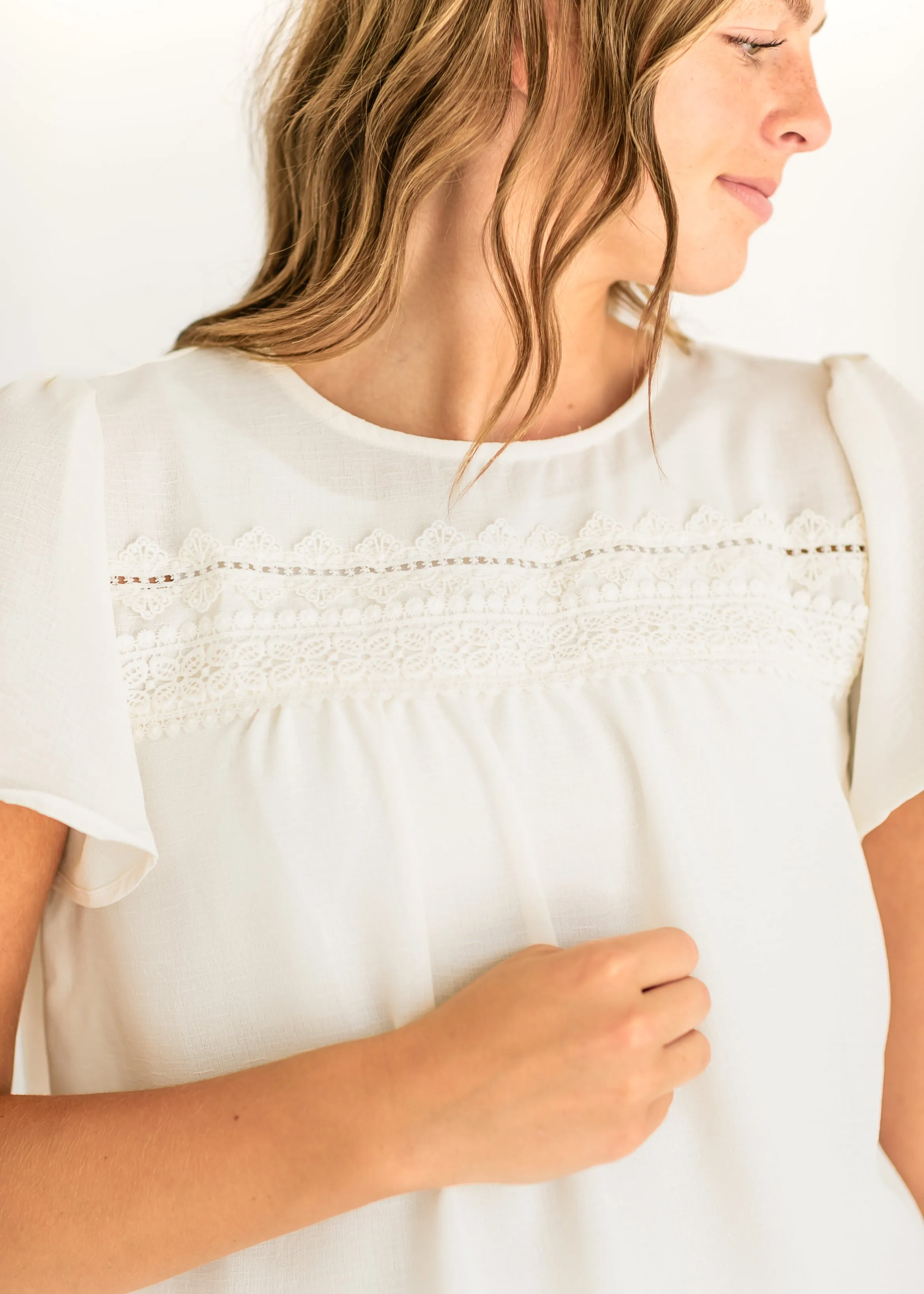 Florence Lace Trim Blouse Top - FINAL SALE