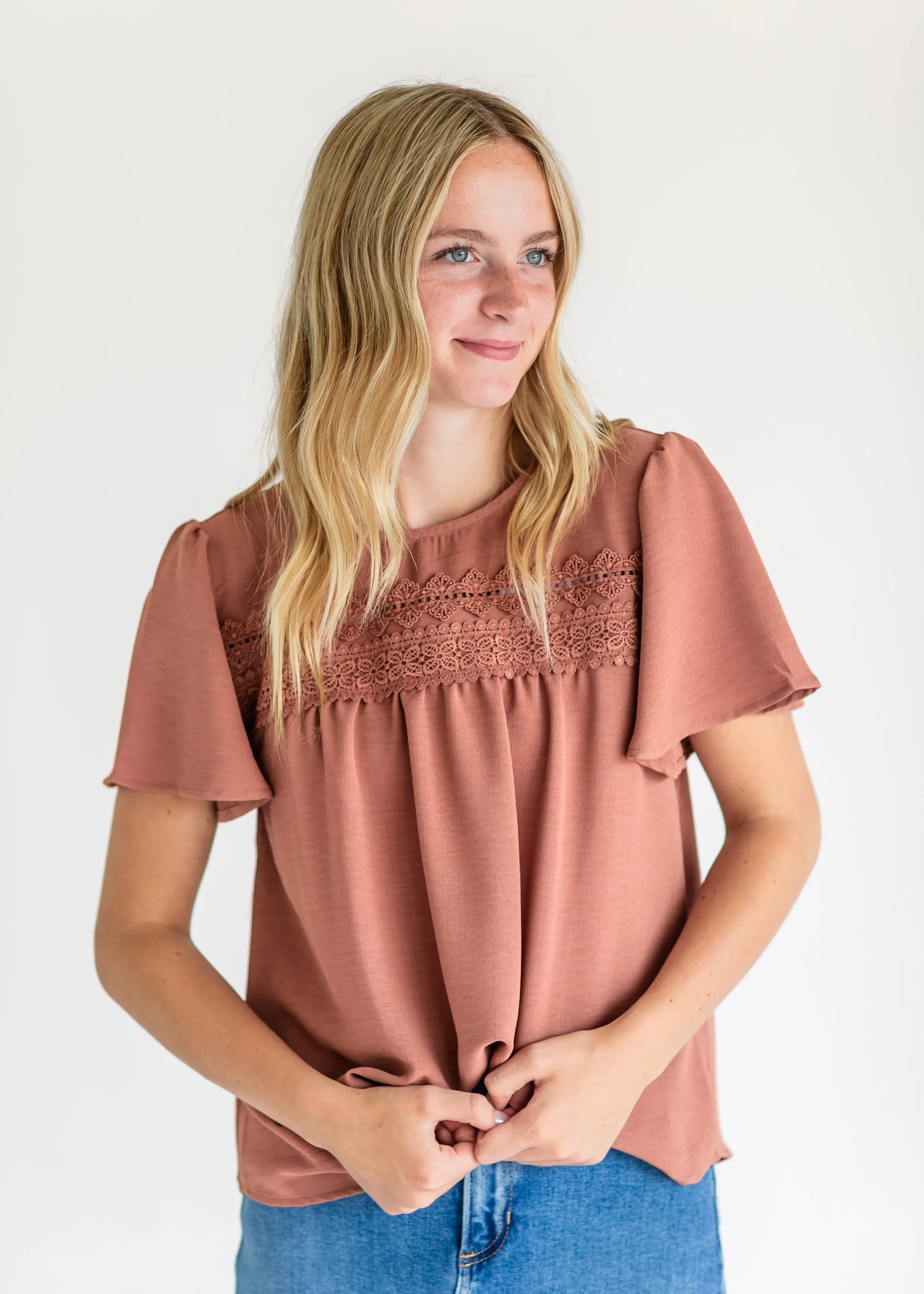 Florence Lace Trim Blouse Top - FINAL SALE