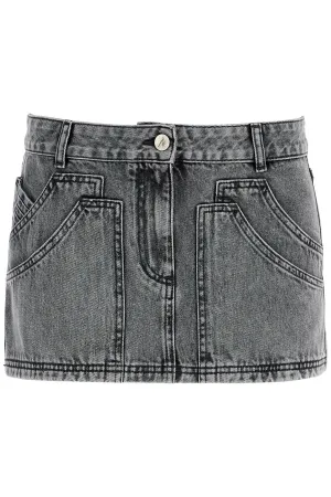 gray high-waisted slim fit denim mini skirt 250WCR00137DDD104AA BLACK