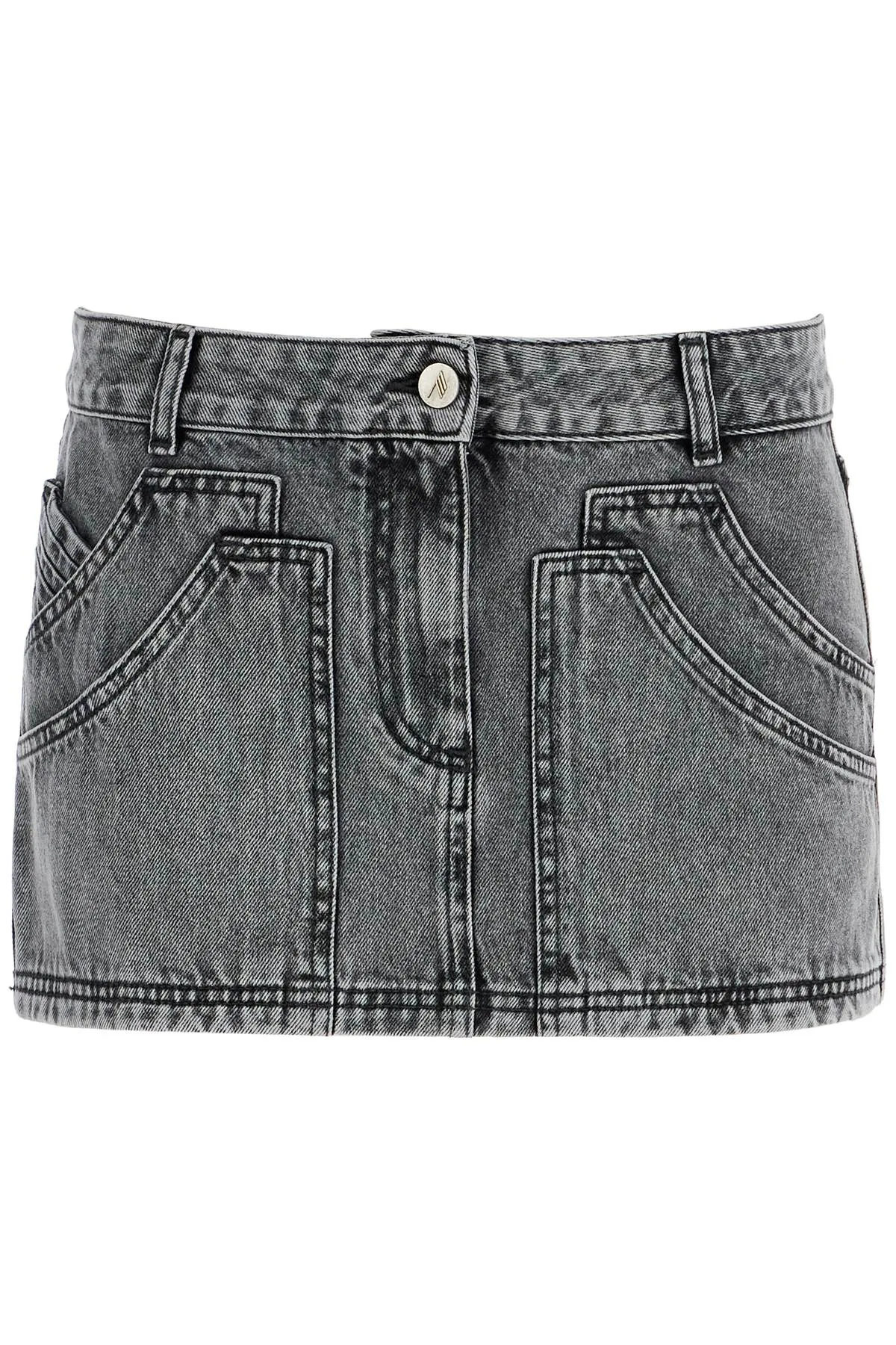 gray high-waisted slim fit denim mini skirt 250WCR00137DDD104AA BLACK