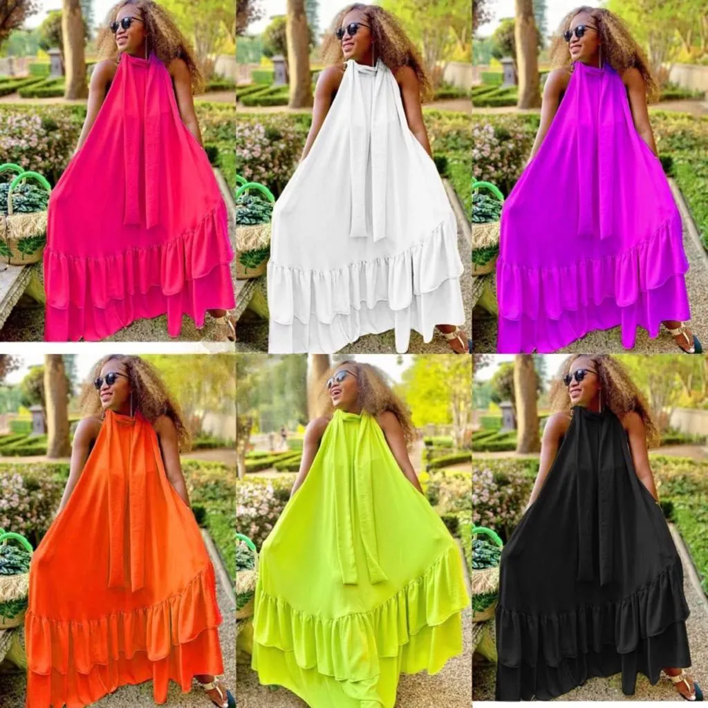 Halter neck flowy dress.