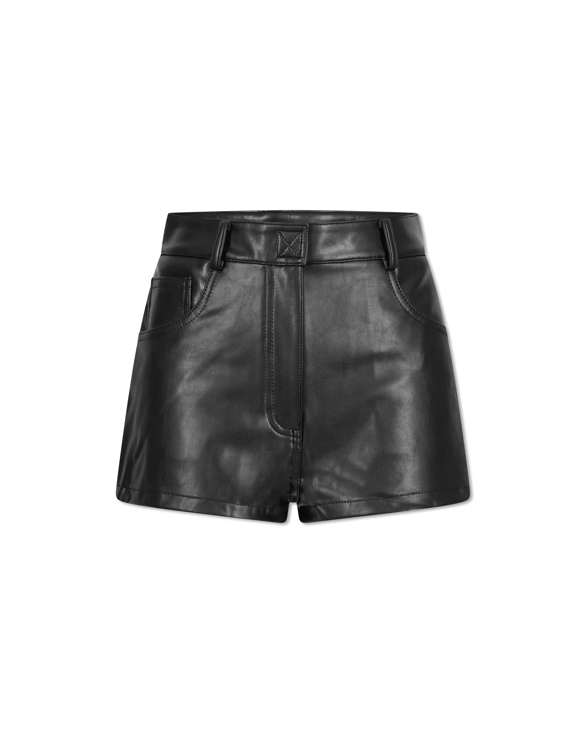 High Waist Faux Leather Jean Short