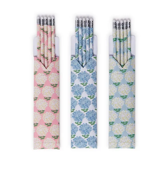 Hydrangea Print Pencil  Set of 5