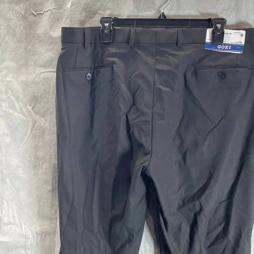 IZOD Men's Solid Black Classic-Fit Flat Front Suit Pants SZ 38X32