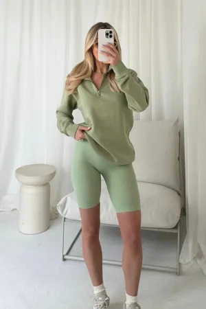 Kira sage 3/4 sweater and cycling short set