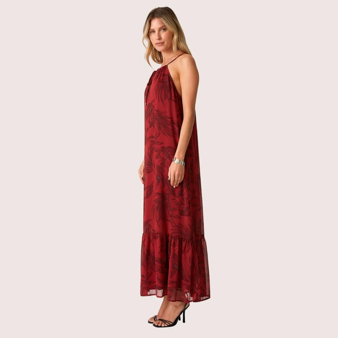 Kiriana Halter Maxi Dress (Wine   Charcoal)
