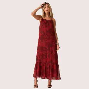 Kiriana Halter Maxi Dress (Wine   Charcoal)