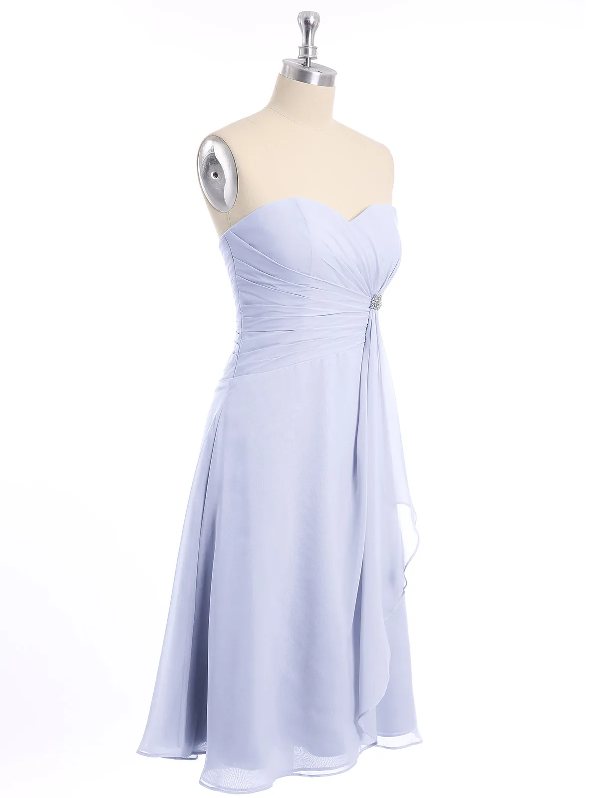 Knee Length Chiffon Dress with Sweetheart Neck-Lavender Plus Size