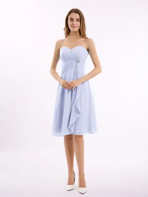 Knee Length Chiffon Dress with Sweetheart Neck-Lavender Plus Size