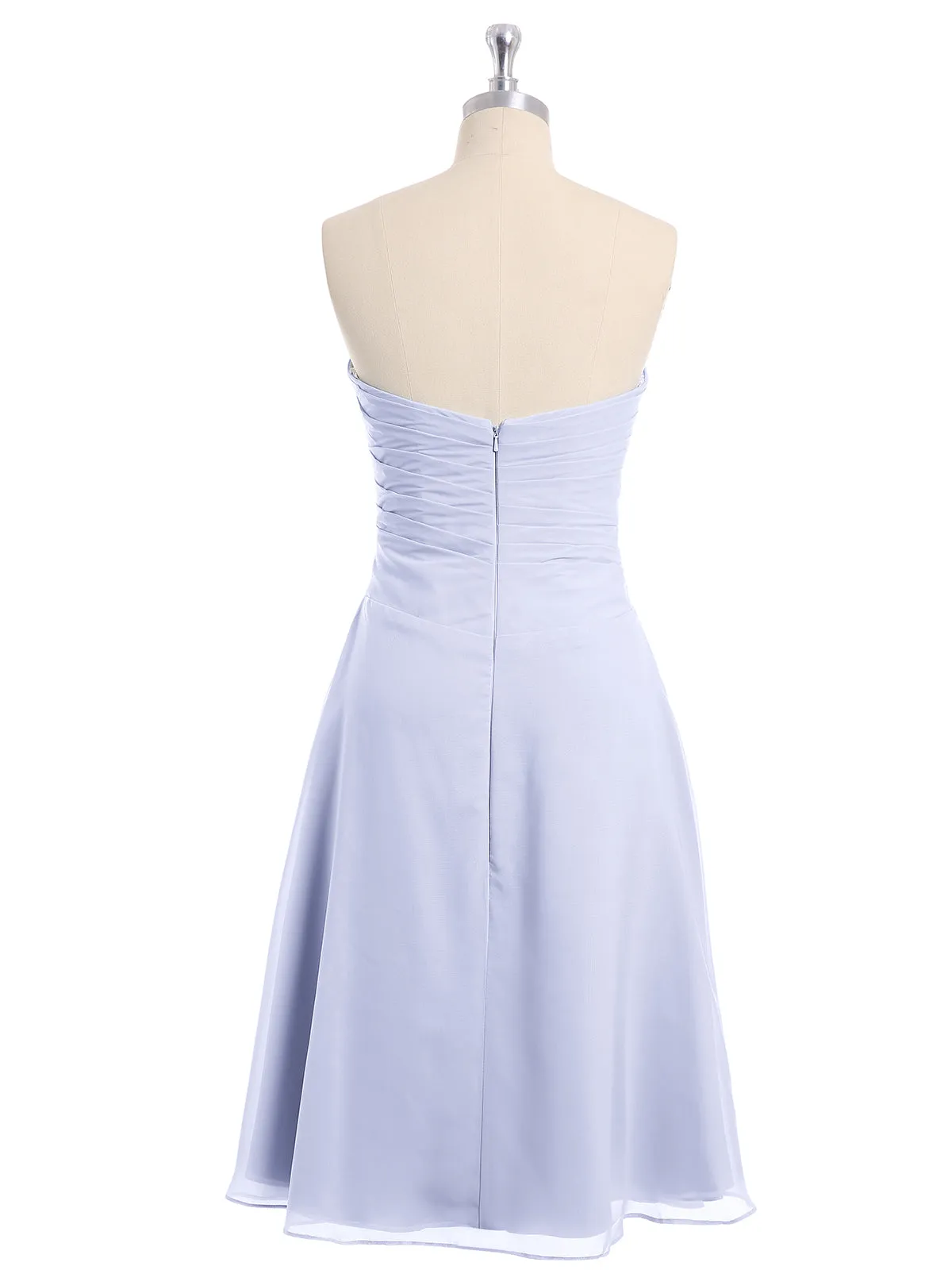 Knee Length Chiffon Dress with Sweetheart Neck-Lavender Plus Size
