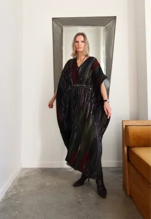 Knight Plisse Dark Print Kaftan Dress