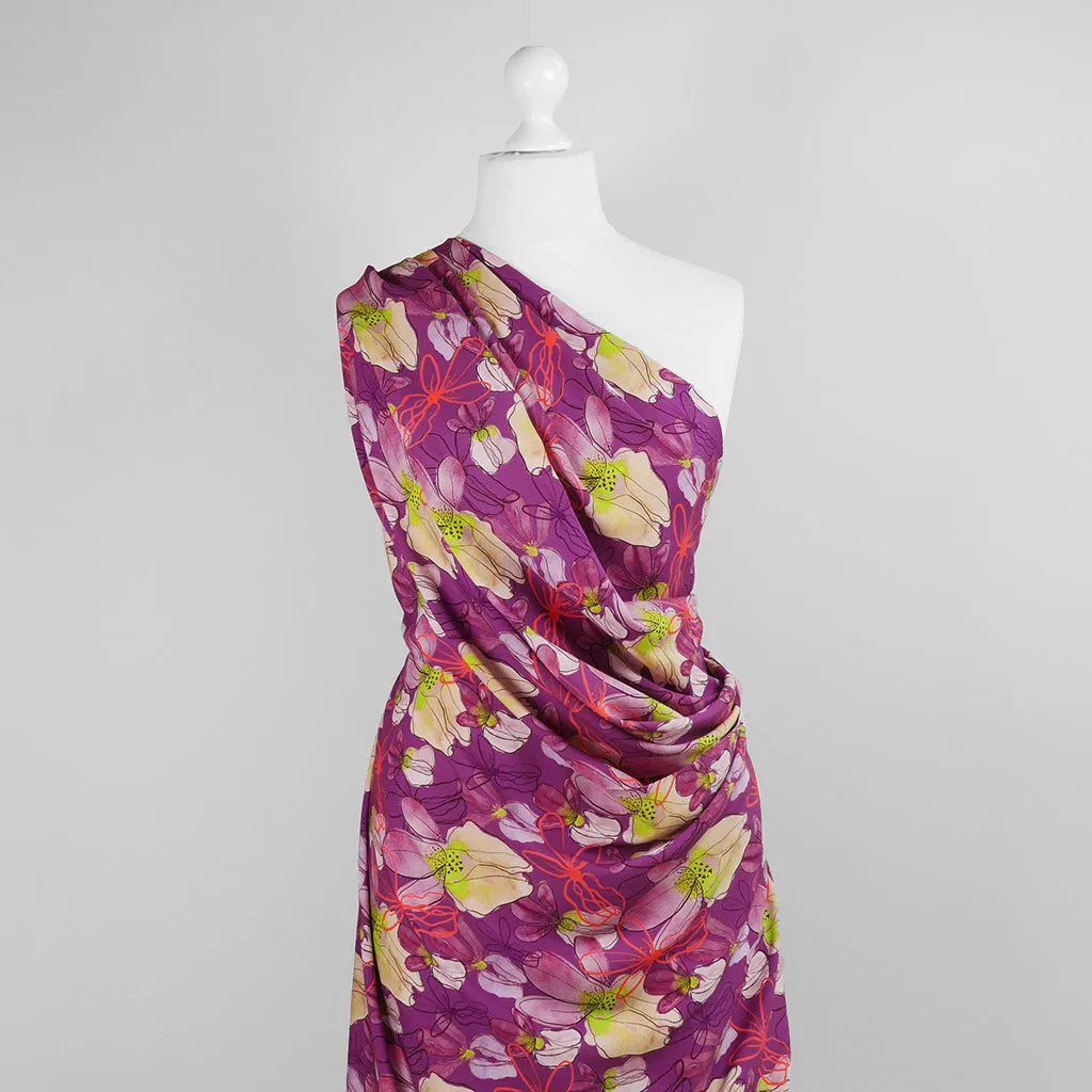 Lenzing Ecovero - Purple Mr Beardy Viscose Woven Fabric by Nerida Hansen