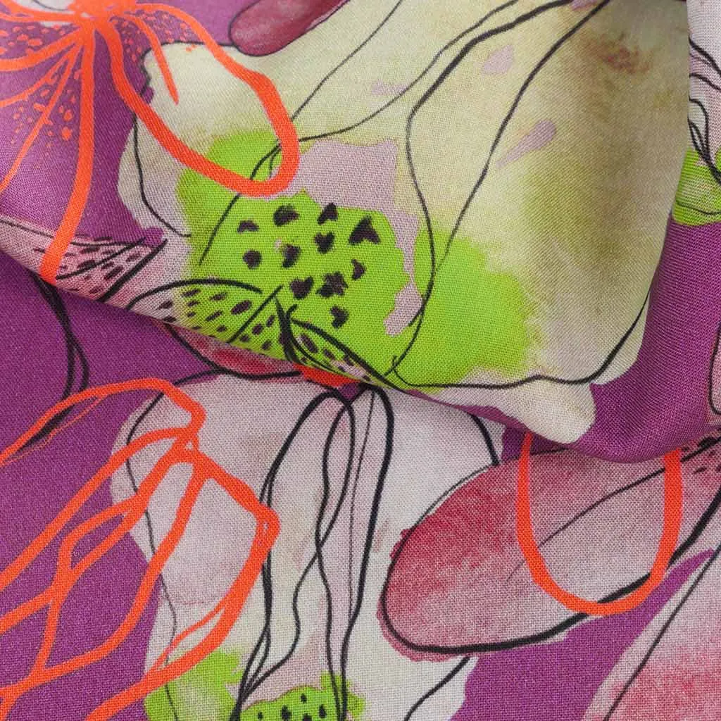 Lenzing Ecovero - Purple Mr Beardy Viscose Woven Fabric by Nerida Hansen