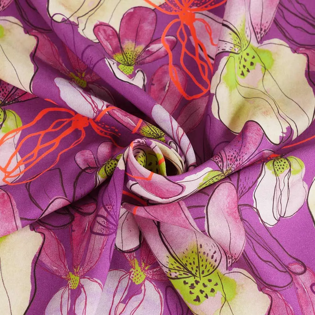Lenzing Ecovero - Purple Mr Beardy Viscose Woven Fabric by Nerida Hansen
