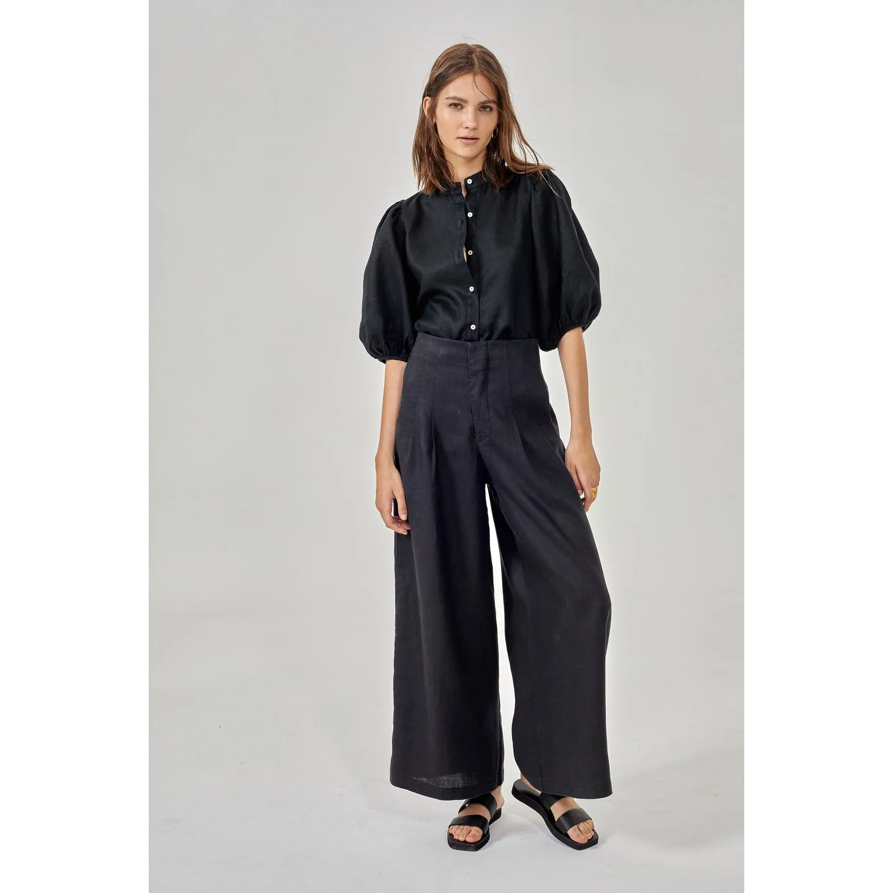 Linen Puffed Sleeve Bubble Shirt