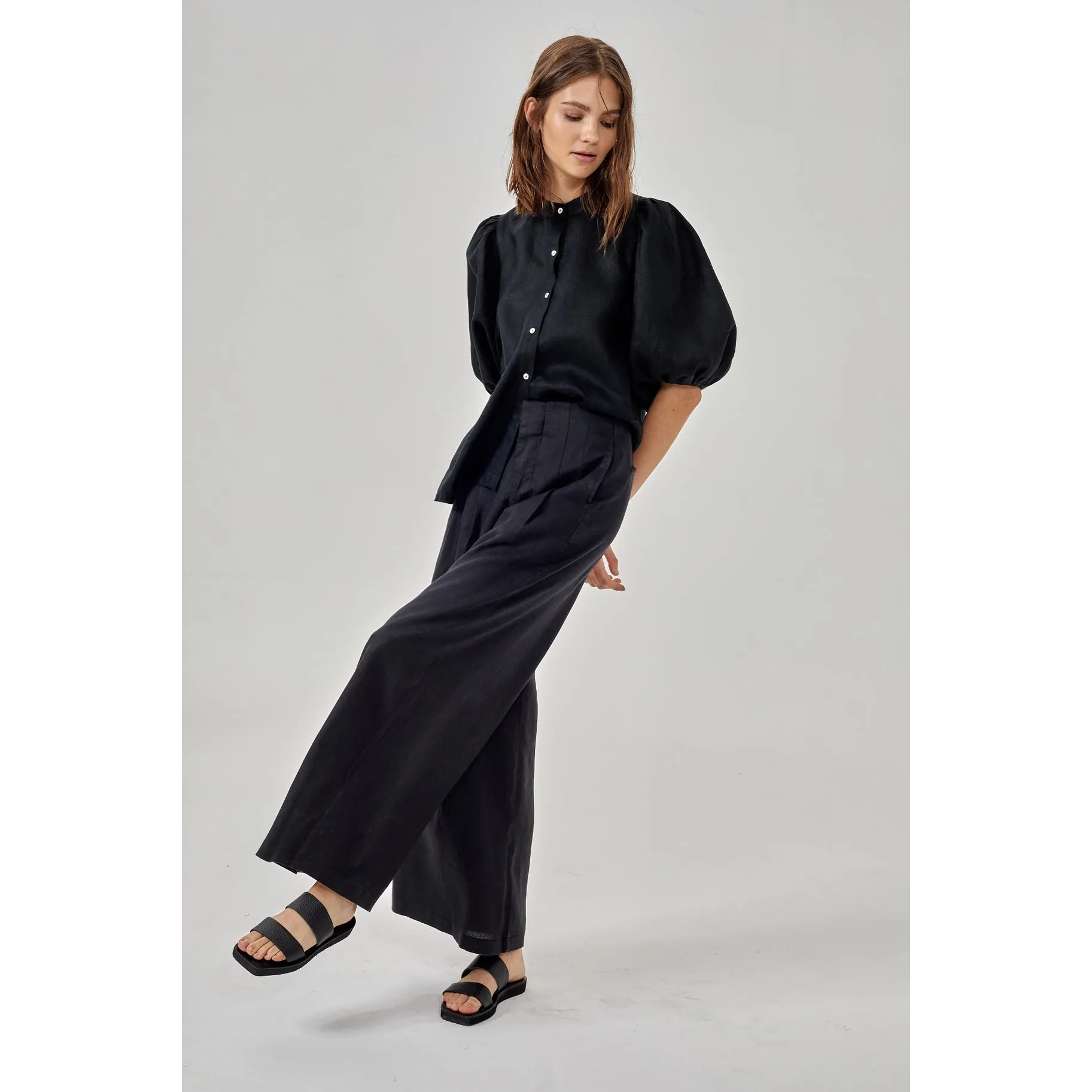Linen Puffed Sleeve Bubble Shirt