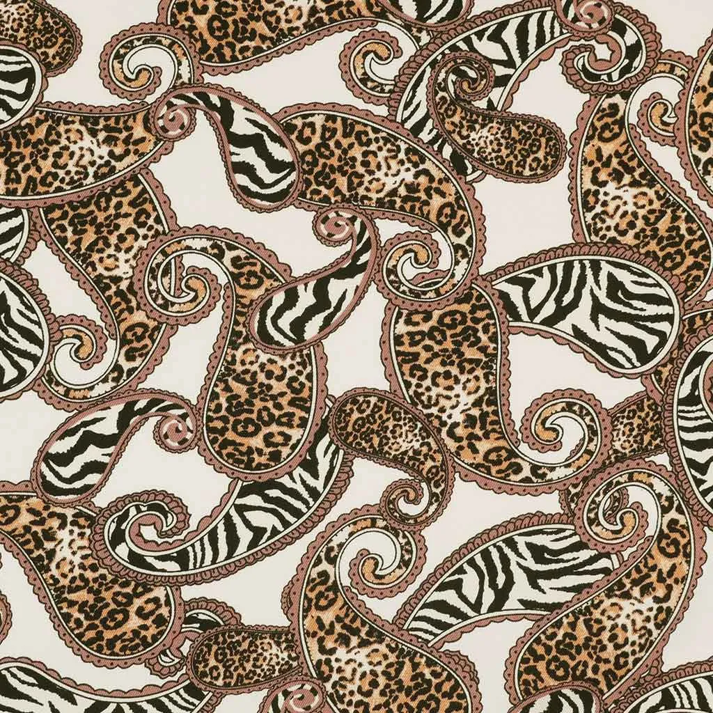 Linz - Cream Wild Paisley Viscose Woven Twill Fabric