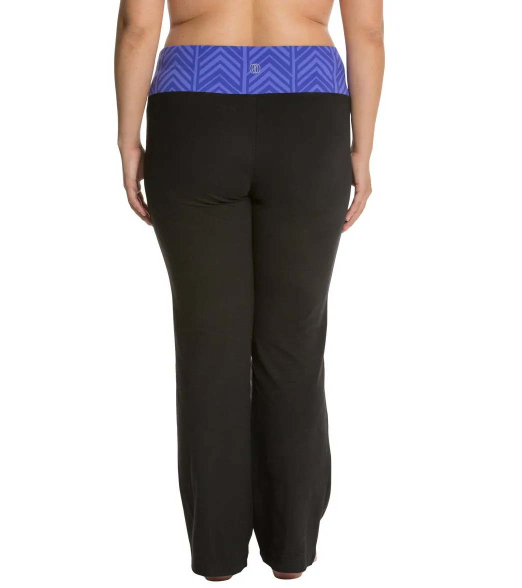 Marika Plus Size Flat Waist Pants with Colored Band