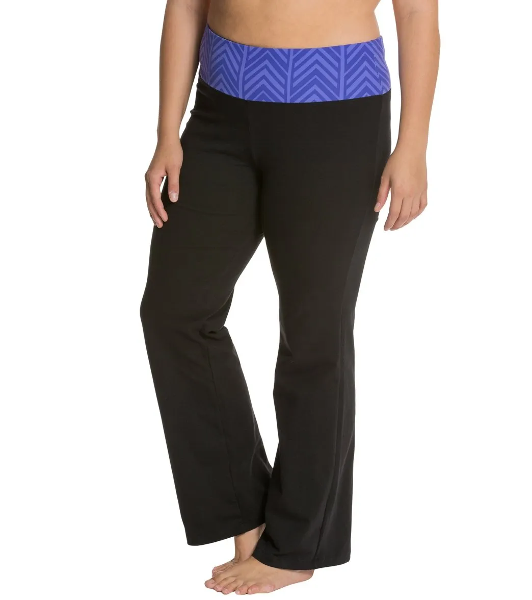 Marika Plus Size Flat Waist Pants with Colored Band