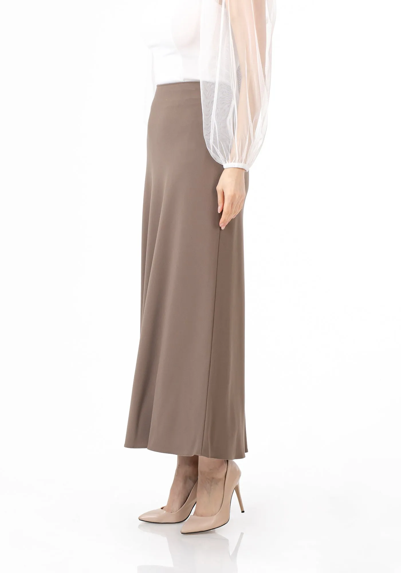 Mink A-Line Style Comfy Maxi Dress Skirt