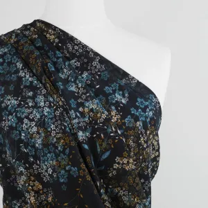 Niva - Navy Sprig Bubble Crepe Woven Fabric Sample