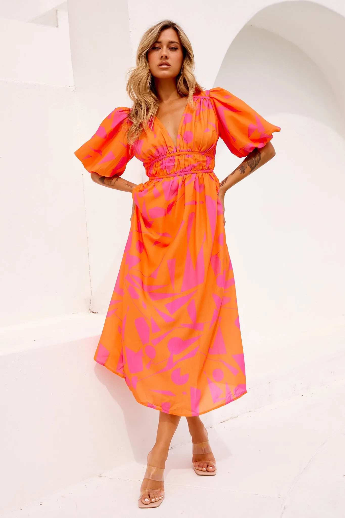 On The Rise Midi Dress - Hot Pink Multi
